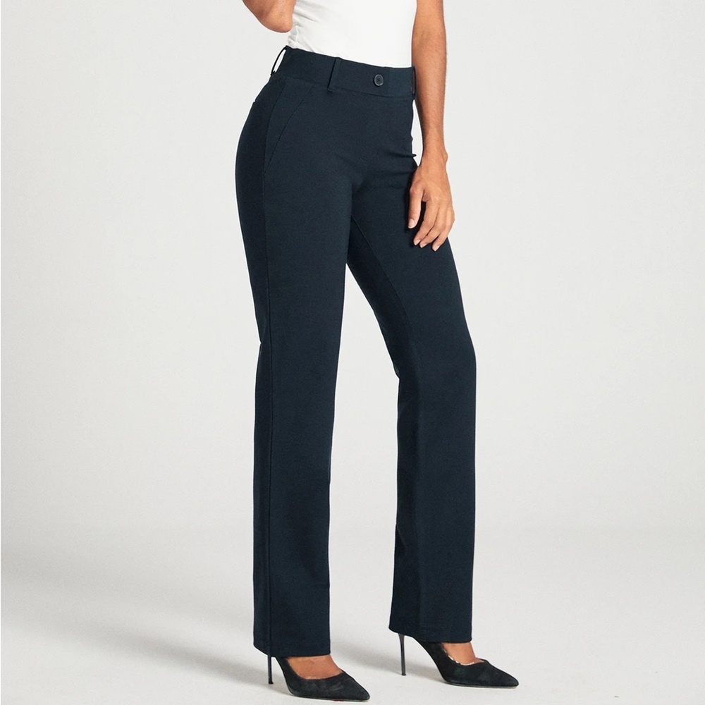 Betabrand Classic Navy Straight Dress Yoga Pants